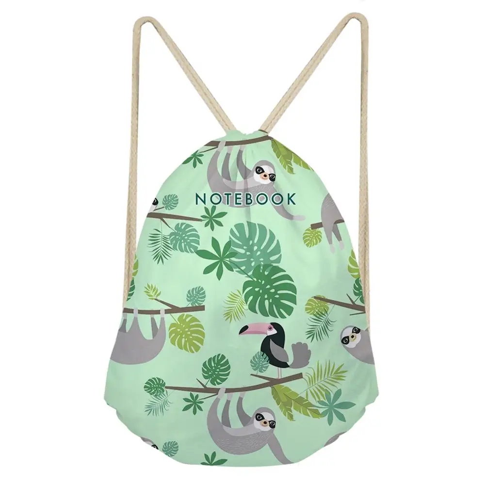 

Linen String Drawstring Bag for Women Girls Cartoon Cute Sloth Print Drawstring Backpack Rucksack Travel Storage Pouch Dropper