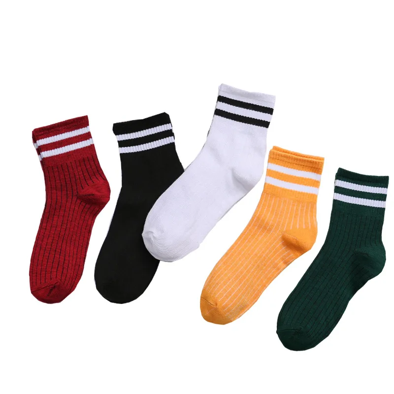 

5 pairs Korean style Women Cotton Socks two striped pattern Ankle Short Socks Casual freestyle Female Socks Pure Cotton Happy Socks