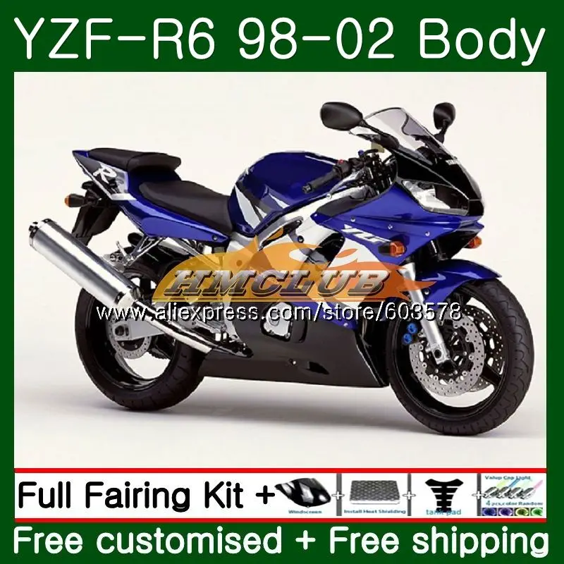 Корпус для YAMAHA YZF600 YZF-R6 1998 1999 2000 2001 2002 53CL. 1 цвет: черный, синий YZF R6 600 R 6 YZF-600 YZFR6 98 99 00 01 02 обтекателя