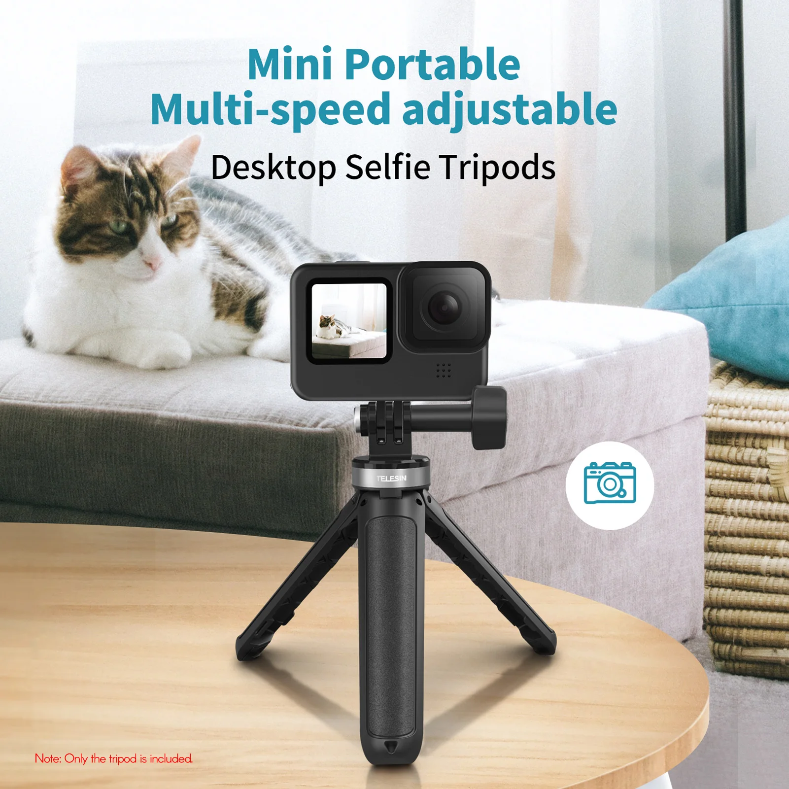 TELESIN GP-MNP-092-X Mini Action Camera Extendable Selfie Stick Tripod  Photography Desktop Stand for GoPro/ Insta360 One R _ - AliExpress Mobile