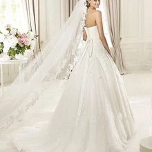 Реальные фотографии белого цвета/цвета слоновой кости Свадебная Фата 3 М длинные гребень кружевная Мантилья свадебная фата Свадебные аксессуары Veu De Noiva MD3030