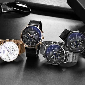 

42mm Debert Black Dial Stainless Steel Belt Luminous Hands Date Display Automatic Quartz Waterproof Men's Watch