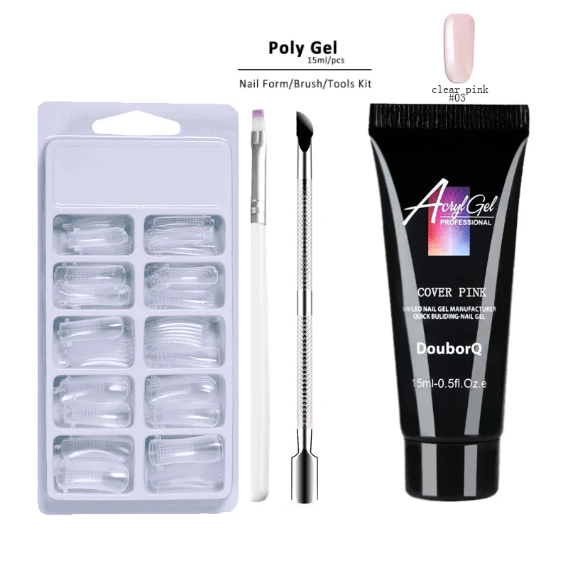 Clear Pink 4 шт./компл. поли гель лак набор светодиодный прозрачный УФ-гель Лаки лаки для ногтей комплект Quick здание для дизайна ногтей расширения жесткого гель Polygel набор для ногтей - Цвет: Clear Pink
