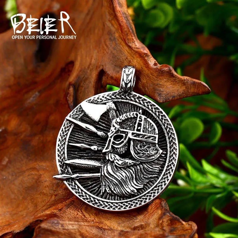 BEIER, Viking, Wicca, для мужчин, Valknut, молот Тора, Маска 24 скандинавских Рун, Ирландский Узел, Mjolnir, массивное женское ожерелье, подвески, BP8-375