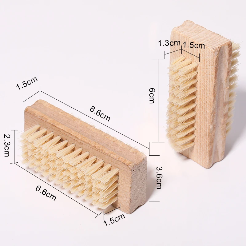 Двухсторонние кисти для ногтей, очиститель с деревянной ручкой, для маникюра, пальцев, ногтей, мягкая щетка для чистки ногтей, инструменты для ногтей