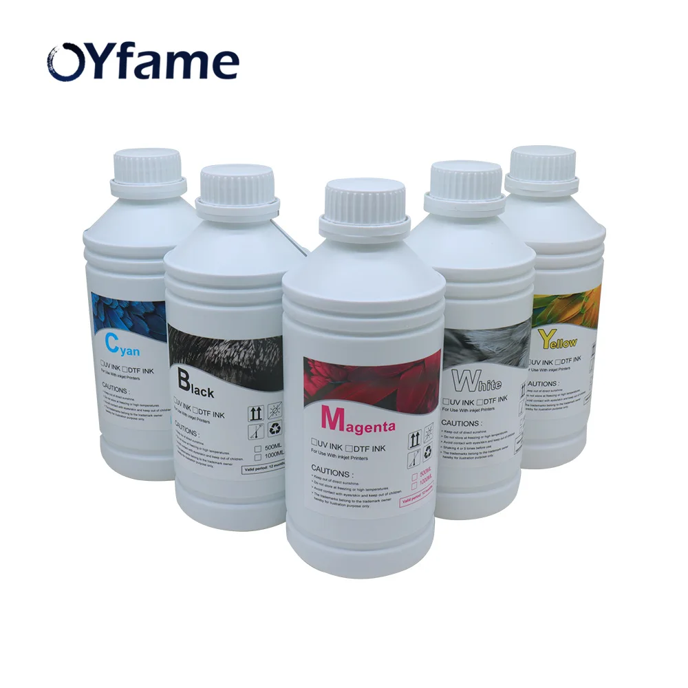 

OYfame 1000 мл * 5 DTF чернила для трансферной печати для пленочного принтера DTF чернила текстильного пигмента цвета и белые чернила