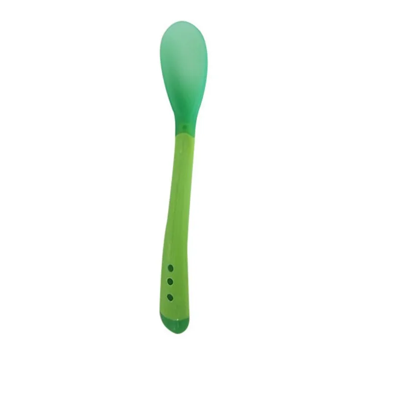 green spoon 1 шт., детская ложка с датчиком температуры, вилка, детское питание, детская ложка для кормления, детские блюда фидер, столовая посуда - Цвет: green spoon