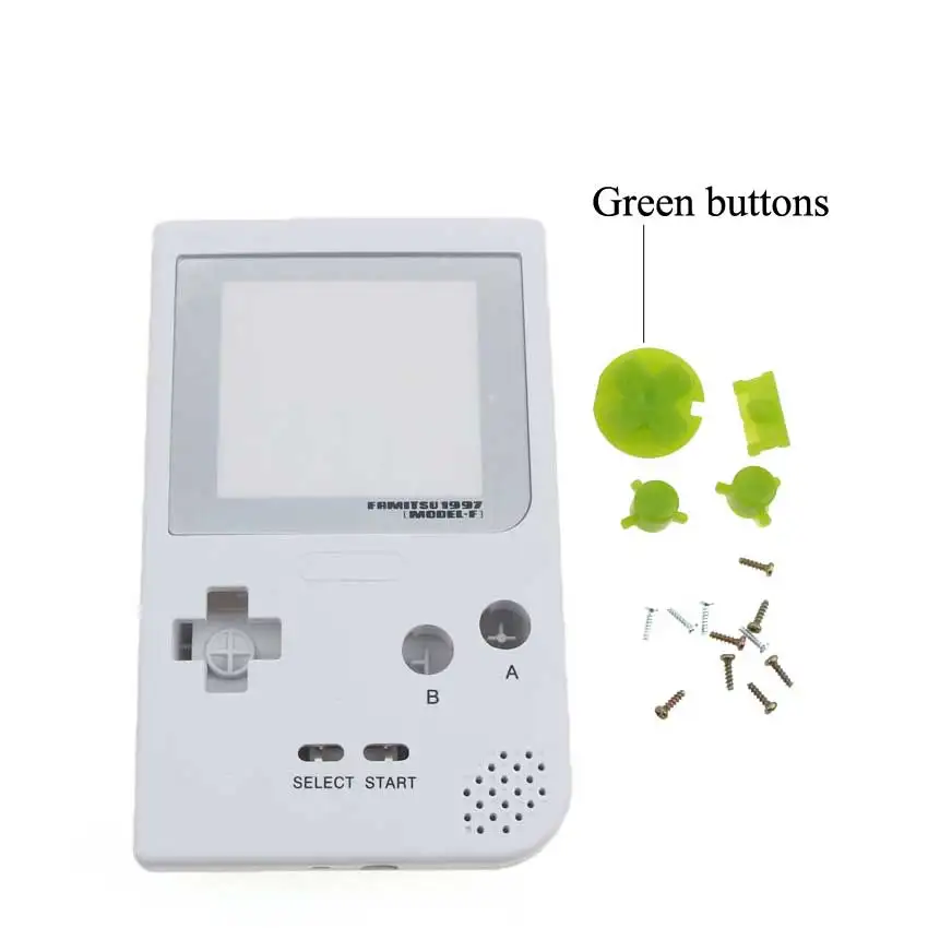 white case green YuXi для карманной игровой консоли Gameboy корпус Корпус Замена для GBP прозрачный пластиковый чехол с кнопками и винтами - Цвет: white case green