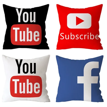 

Modern Pillow Cover Decorative Youtube Letter Printed Cushion Covers 45*45 Pillowcase Sofa Cushions Polyester cuscini decorativi