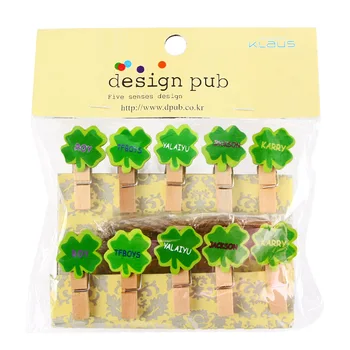 

wooden clip children's clip note photo clip home daily use /3.5 x 0.7 / four-leaf grass