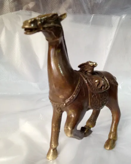 

China ancient fine carving brass coffee Wild Animal Statue gift