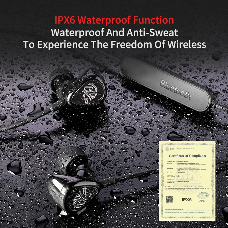 KZ BTE 1DD+ 1BA APTX наушники спортивные Bluetooth наушники/Беспроводная гарнитура HIFI бас наушники для телефонов и музыки наушники