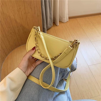 

Fashion Solid Color Small PU Leather Crossbody Bags For Women Chain Designer Lady Travel Shoulder Messenger Handbags