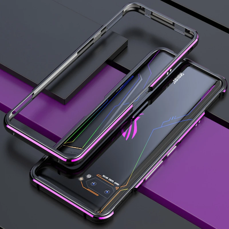 Роскошный ультра тонкий алюминиевый металлический бампер чехол для Asus ROG Phone II ZS660KL противоударный жесткий защитный чехол для телефона - Цвет: Black Purple