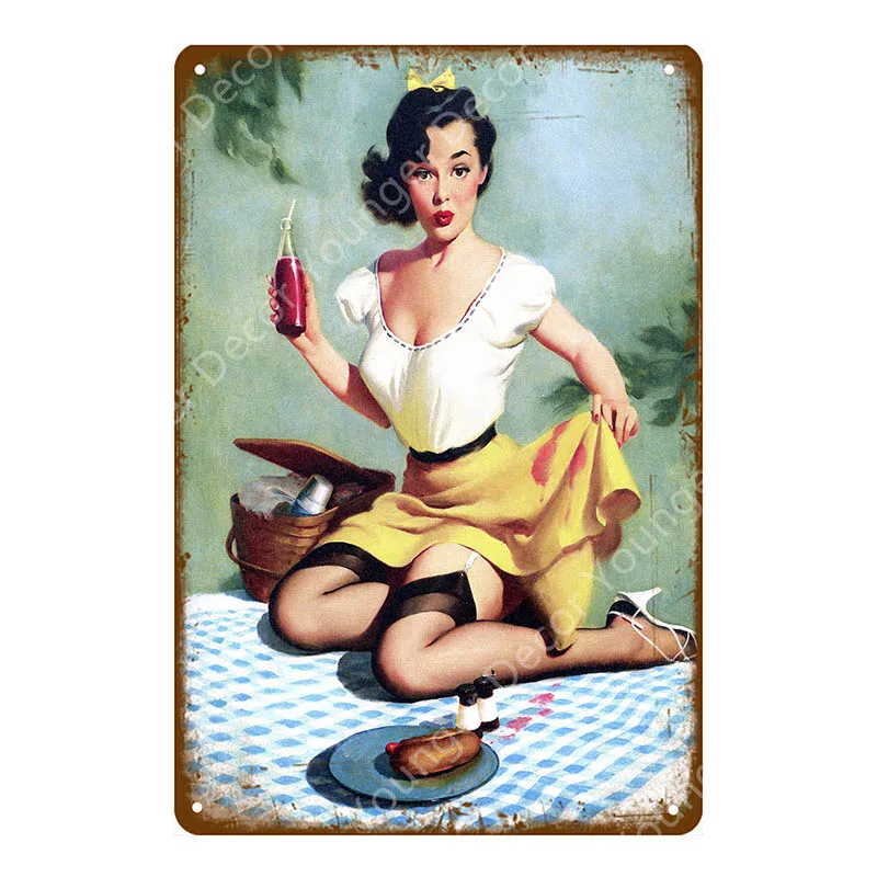 YD2315A Lucky Pin Up Girl оловянные знаки сексуальная леди металлическая доска Настенный декор для бара паба клуба дома комнаты плакат ретро металлическая картина YA032 - Цвет: YD2315A