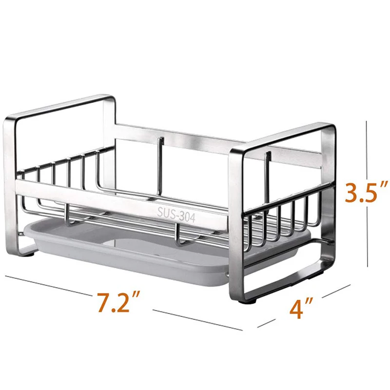 Губка держатель, губка и мыло держатель для кухонной раковины, 304 нержавеющая сталь Кухонное блюдо мыло Caddy лоток Органайзер
