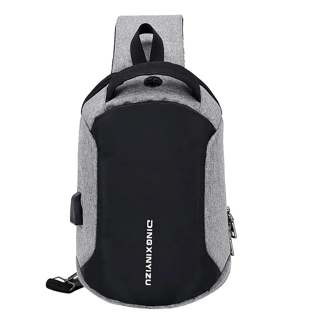 

Men's Simple Leisure Fashion Business Charge Security USB Chest Bag Multi-Function Chest Handbag Black Color New Fashion #R10