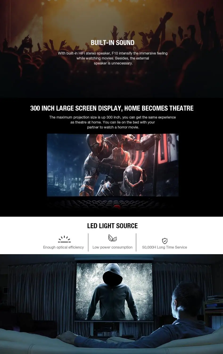ЖК 3D Мини проектор F10 wifi bluetooth проектор Full HD 2800 люмен 1280*720P динамик проекторы для домашнего кинотеатра 10000:1