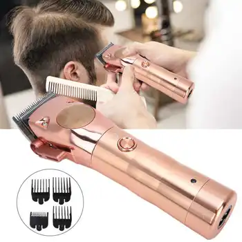 

Professional Rechargeable Electric Hair Clipper Household Barber Salon EU Plug 100-240V Hair Trimmer Cutting Machine Rose Gold