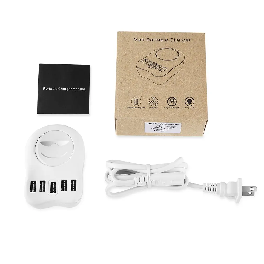 Multi-ports 5USB Mobile Phone Charger 3.1A Electrical Socket Smart Automatic Matching Charger Adapter For iPhone