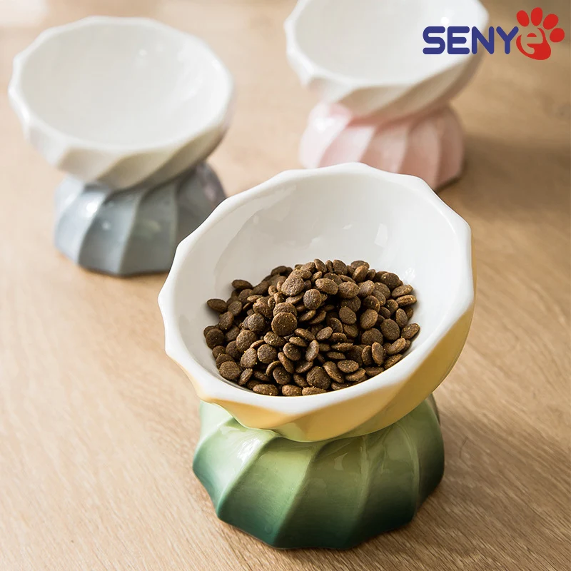 

Candy Color Gradient Ceramic High Quality Cat Bowl High-foot Water Bowl Puppy Bowl Anti-overturning Pet Products