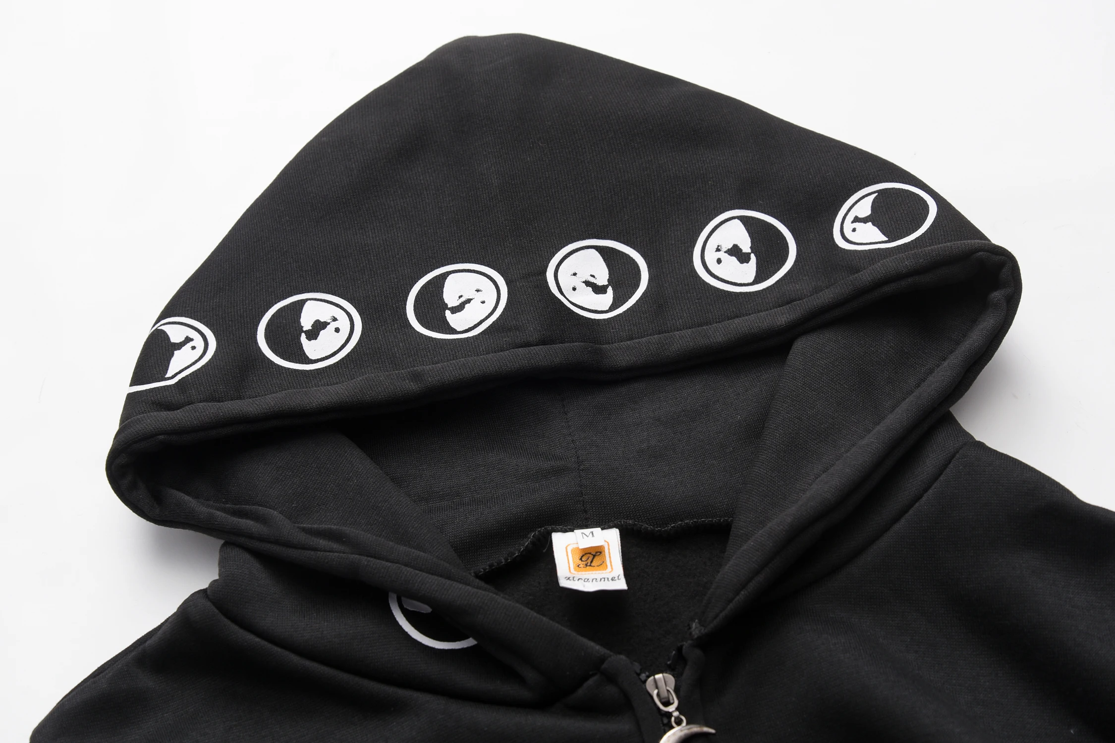Pop Black Punk Peng Kapuzenpullover mit Mondmuster und langen Ärmeln – Detail 8