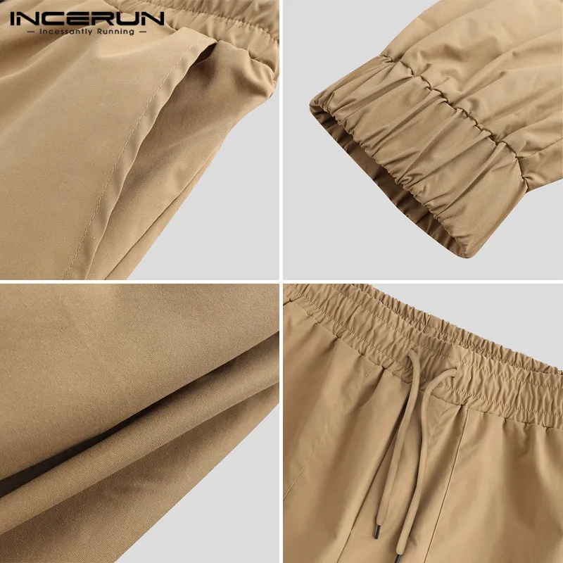 INCERUN Men Casual Pants Elastic Waist 