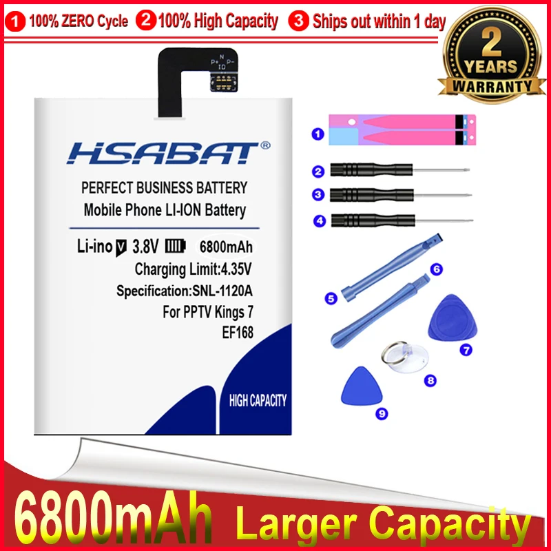 HSABAT 0 사이클 6800mAh EF168 배터리, PPTV Kings 7 king 7S King7 PP6000 용