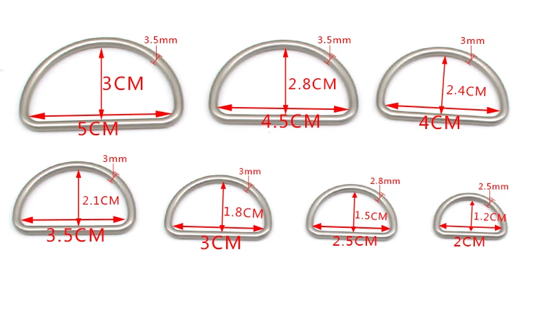 10pcs/lot half-rings Multi-Purpose Alloy Round D ring Handmade DIY Accessories for Luggage Belt Dog Leashes Handbag Shoes