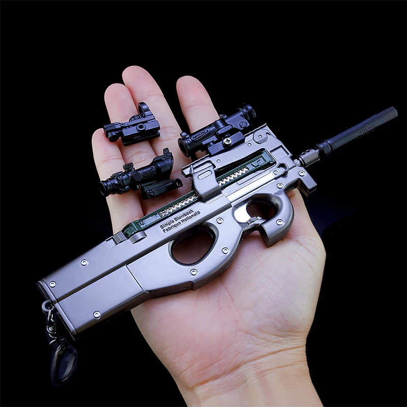 PUBG Keychain Game PLAYERUNKNOWN'S BATTLEGROUNDS Costume Keychains P90 Submachine gun Weapon Model key ring For Fan's | Украшения и