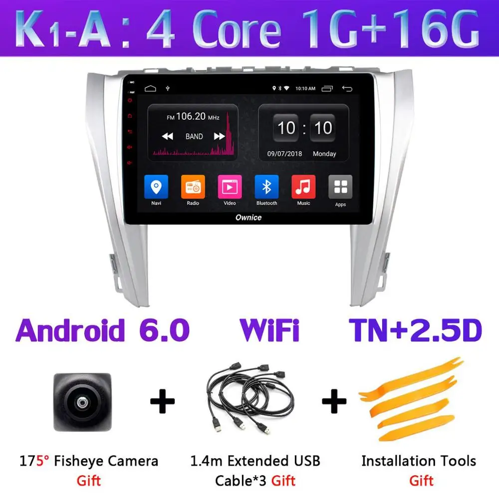 K1-A 360 ° камера Android 9,0 8 ядерный 4G ram+ 64G rom 4G SIM Автомобильный мультимедийный радио для Toyota Camry V55- gps SPDIF DSP CarPlay - Цвет: K1-A