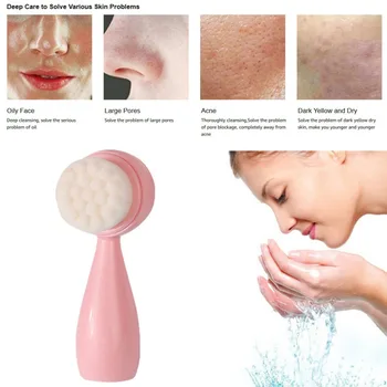

1 Pcs Durable Facial Cleanser Brush Portable Double Side Silicone Facial Cleanser Brush Face Cleaning Brush