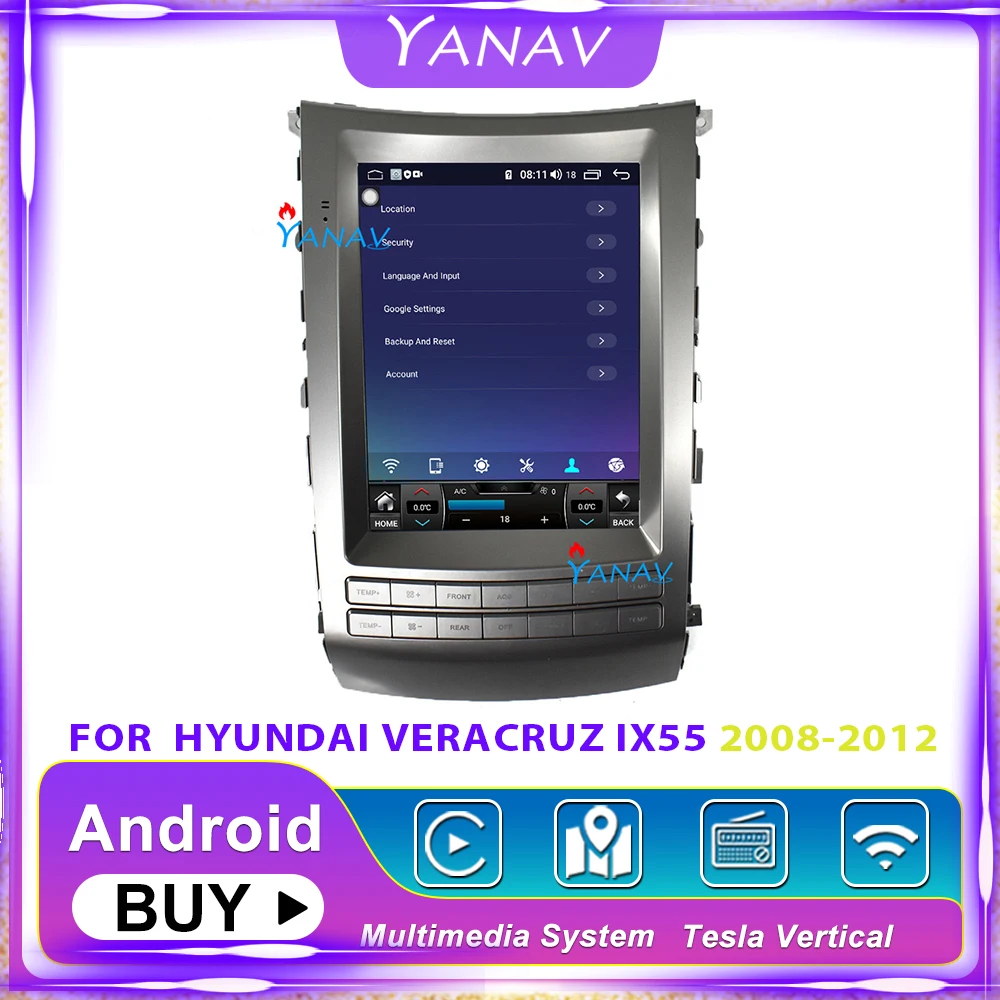 Автомобильный радиоплеер на Android стерео в стиле Tesla для HYUNDAI VERACRUZ IX55 2008 2012