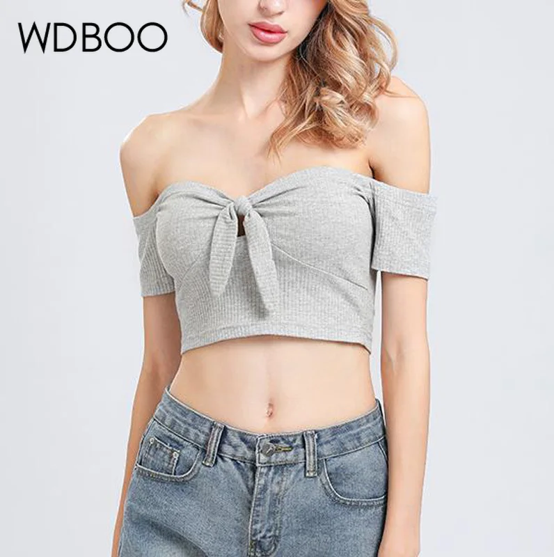 WDBOO сексуальный однотонный топ труба с вырезом лодочкой летний ребристый вязаный