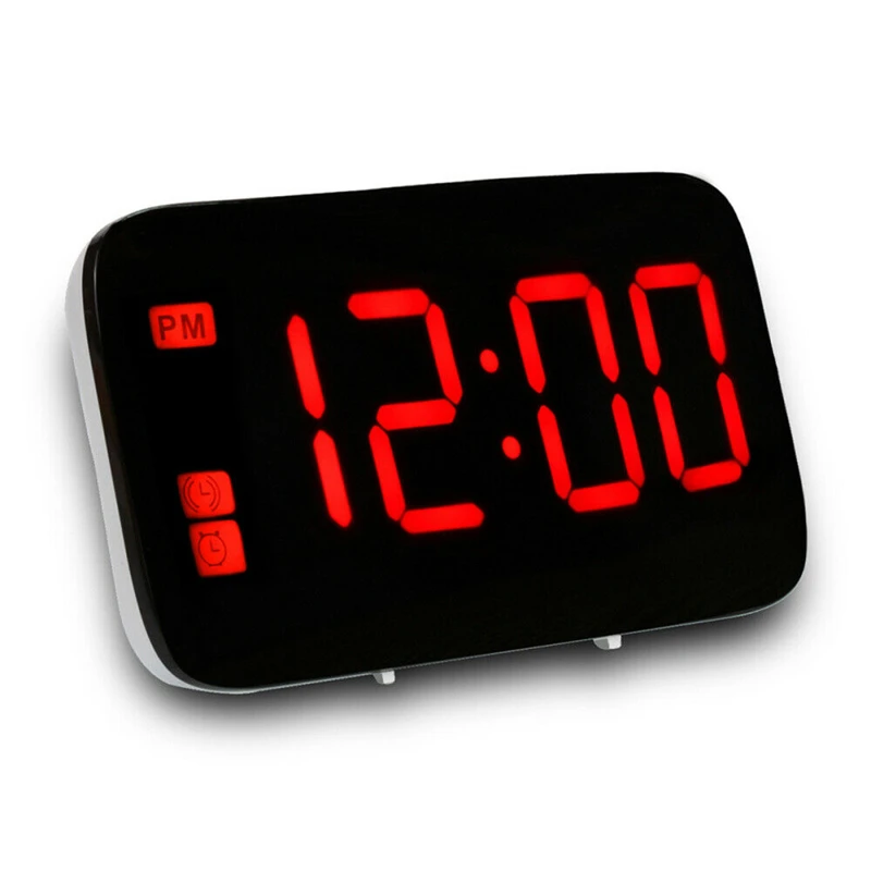 USB светодиодный цифровой будильник Повтор большой ЖК-дисплей на батарейках Голосовое управление ежечасный звонок Многофункциональные цветные часы Новинка - Цвет: Красный