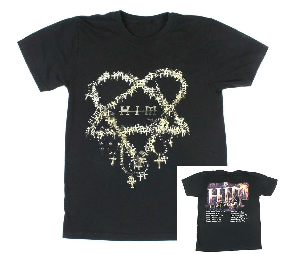 

His Infernal Majesty Him Heartagram Adult Small T-Shirt 2010 Tour Ville Valo