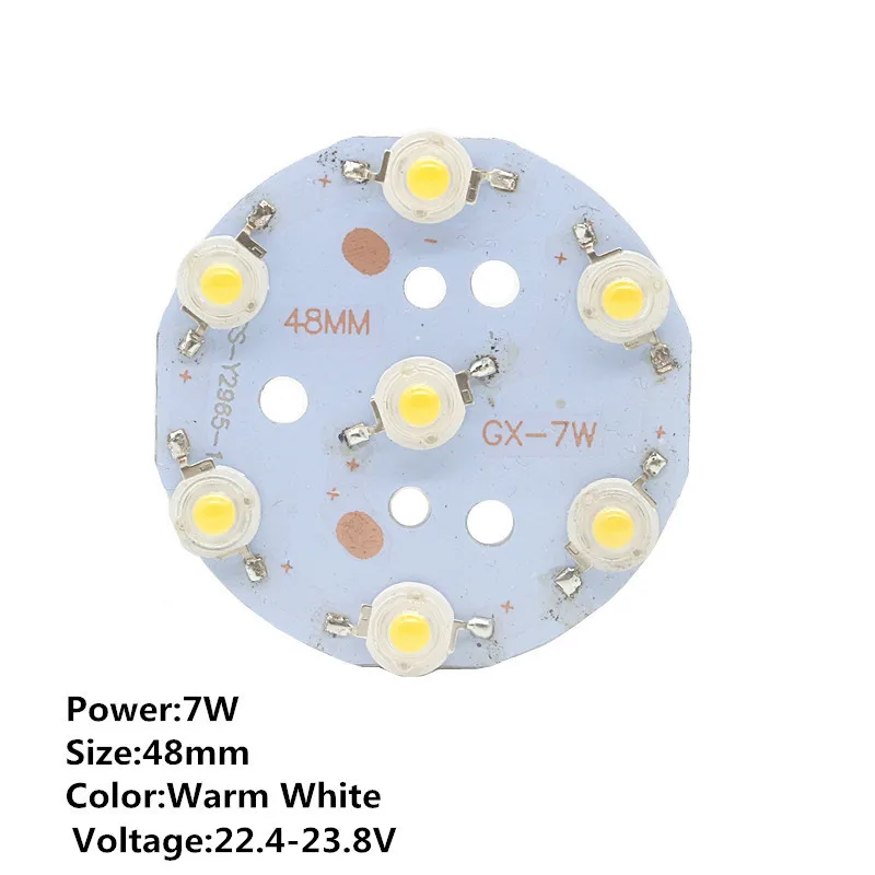 1 шт. 3 Вт 5 Вт 7 Вт светодиодный Cree светодиод светодиодный s чип 1 Вт чипы с 23 мм 30 мм 48 мм алюминиевая печатная плата для DIY фонарик прожектор - Испускаемый цвет: 7W 48mm Warm White
