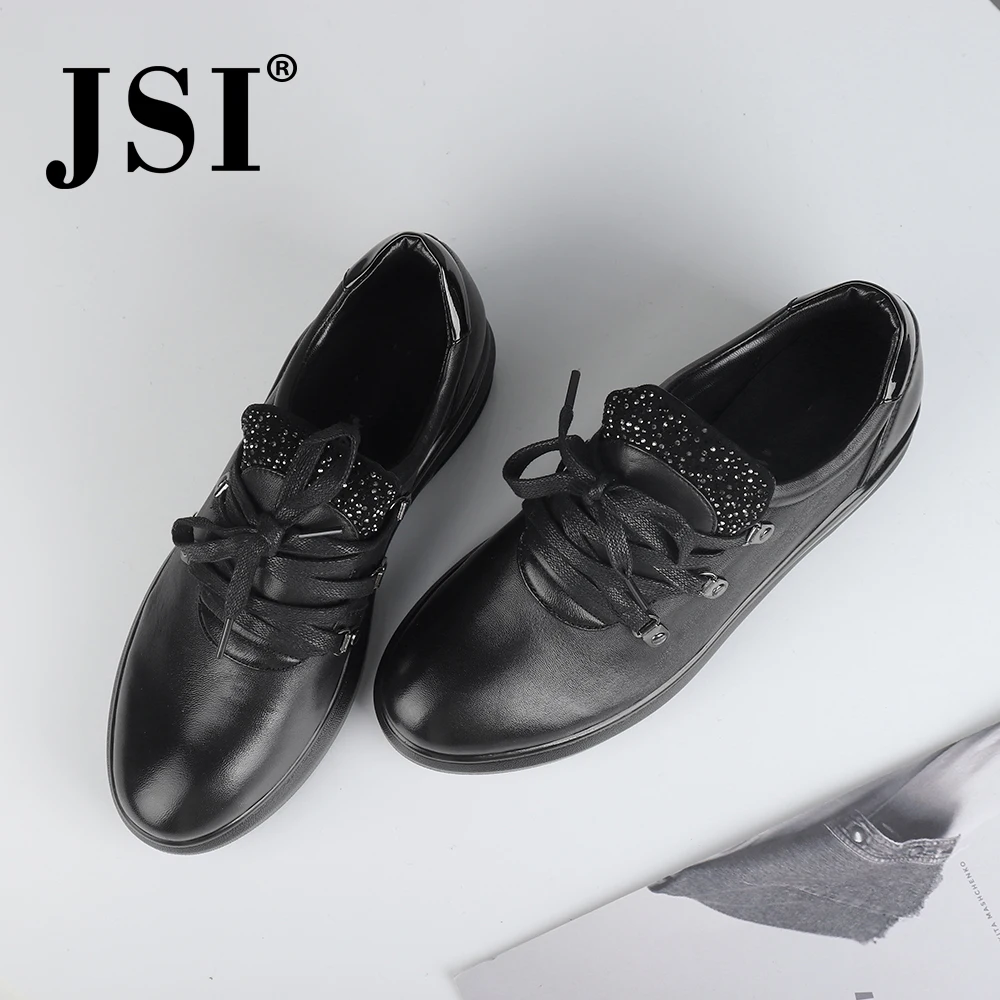 JSI/Женская обувь с круглым носком на шнуровке; однотонная женская обувь из натуральной кожи на плоской подошве; высококачественная повседневная женская обувь из овечьей кожи; jc557