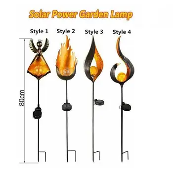 

Outdoor Moon Lawn Lamp Led Solar Ip44 Waterproof Black Wrought Iron Flame Effect Light Garden Landscape Insert Decorative Light