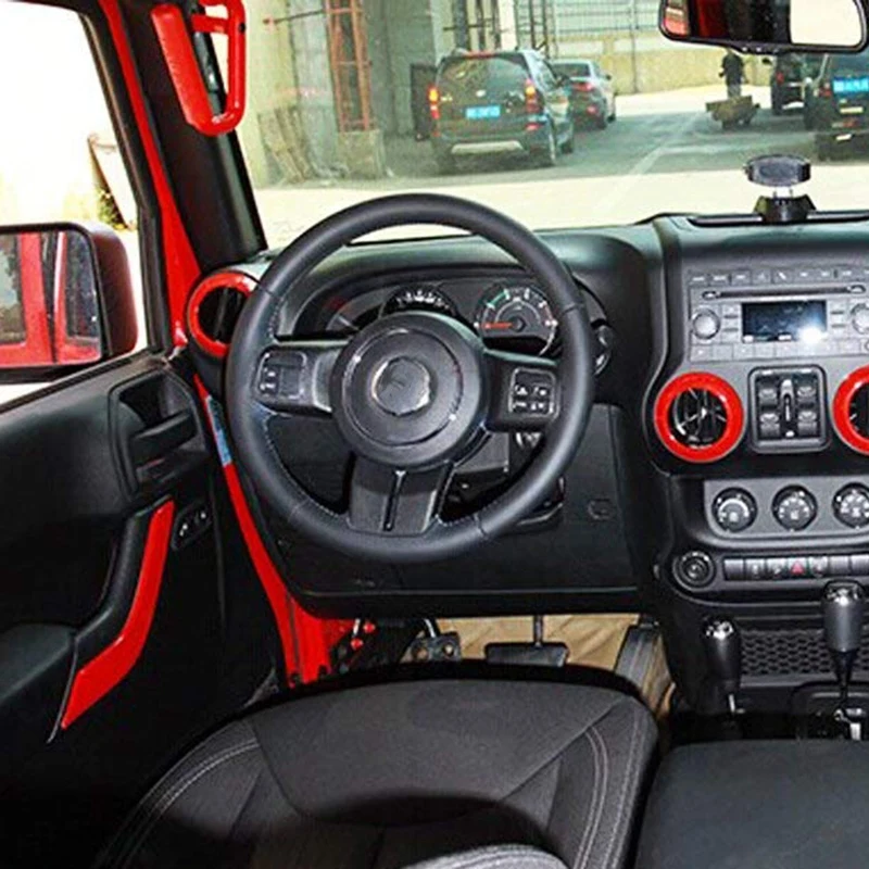 Крышка вентиляционного отверстия кондиционера отделка акценты для Jeep Wrangler JK JKU Unlimited 2007-(4 шт, красный