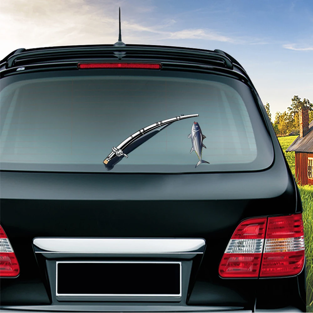 

Removable Sea Fishing Waving Wiper PVC Rear Window Reusable Windshield Wiper 3D Stickers Car Styling Decorative Auto Accessories