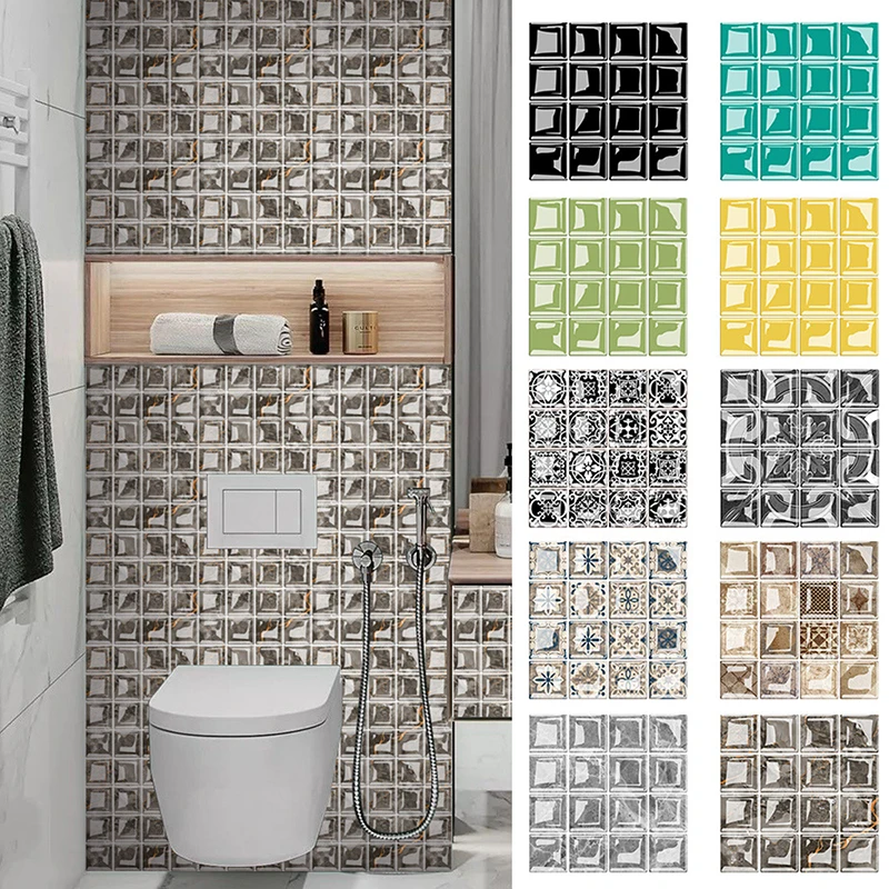 

20 Styles 3D Mosaic Tile Stickers for Kitchen Bathroom Colorful Plaid Toilet Wall Stickers Accessories Wallpaper Home Decor