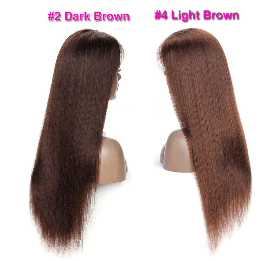 Brazilian Straight 13x6 Lace Front wigs Colored Human hair wigs Pre Plucked with Baby hair 100% Non Remy hair wig #2 #4 ALIPOP  (3)