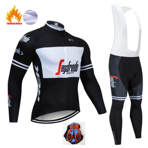 Fleece set Треккинговая Команда с длинным рукавом Велоспорт Джерси Набор флисовый набор Ropa Ciclismo дышащий гоночный велосипед одежда MTB велосипед 9D гелевая подкладка - Цвет: Fleece set