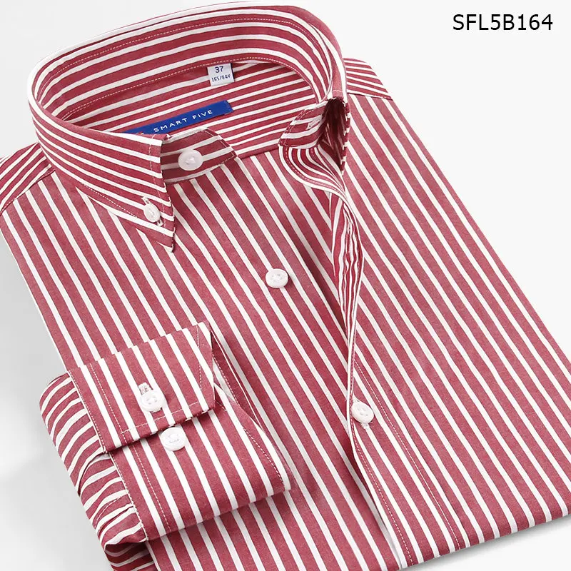 SFL5B164 SmartFive, мужские повседневные рубашки с длинным рукавом, Хлопковая полосатая рубашка, мужская деловая офисная рубашка, лето, весна, camisa hombre, большой размер 46 - Цвет: SFL5B164