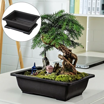 

1pc Flower Pot Rectangle Square Nursery Planter Balcony Basin Bonsai Bowl Gadget