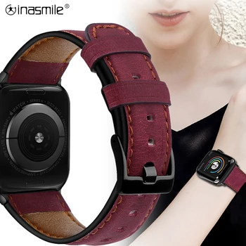 

Excellent strap band for iwatch 44mm 40mm 5/4/3/2/1 bracelet accessories for apple watch band Genuine leather strap 42mm 38mm