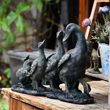 32 см высокое наружное украшение для сада три обнимающие утки и цыплята садовое искусство смола фигурка дом украшение сада, двора