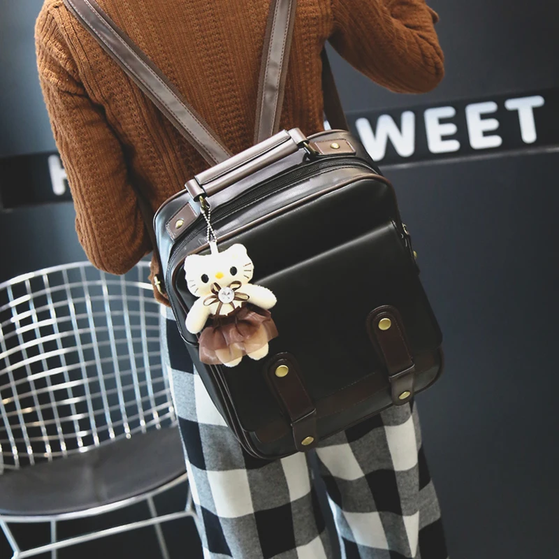 

Women Backpack Female Brand Back Pack College Style Leather Backpack School Backpacks Vintage Student Schoolbag Retro Rucksack