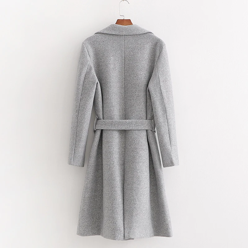 Fandy lokar, шерстяное пальто с отложным воротником, женские модные куртки с открытой строчкой, женские элегантные пальто с поясом, женские пальто LD